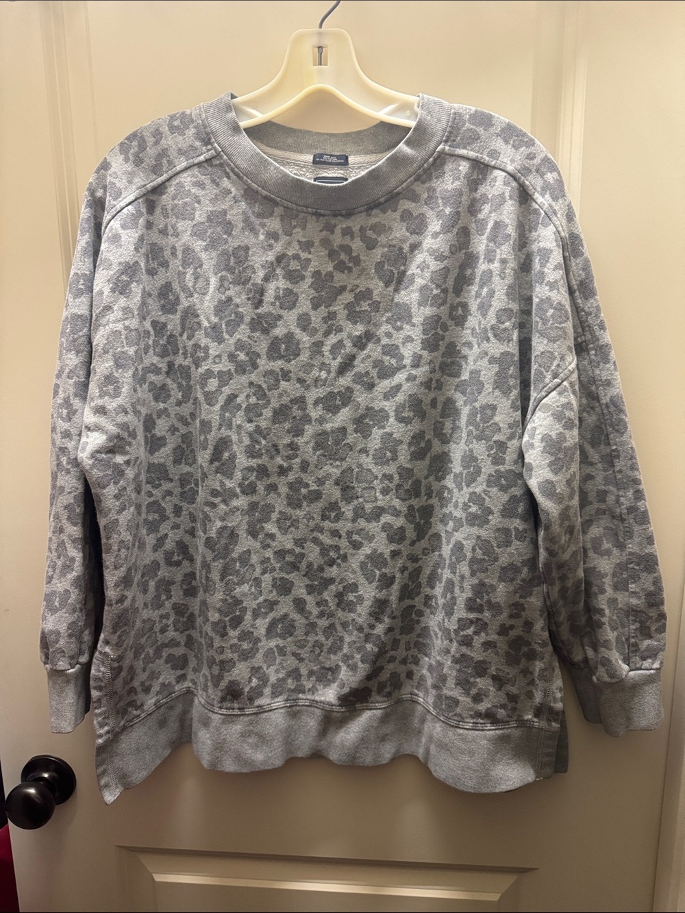 GAP Gray Leopard-Print Crewneck Sweatshirt